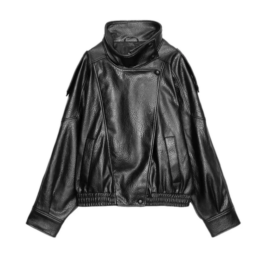 Lederjacke mit Stehkragen