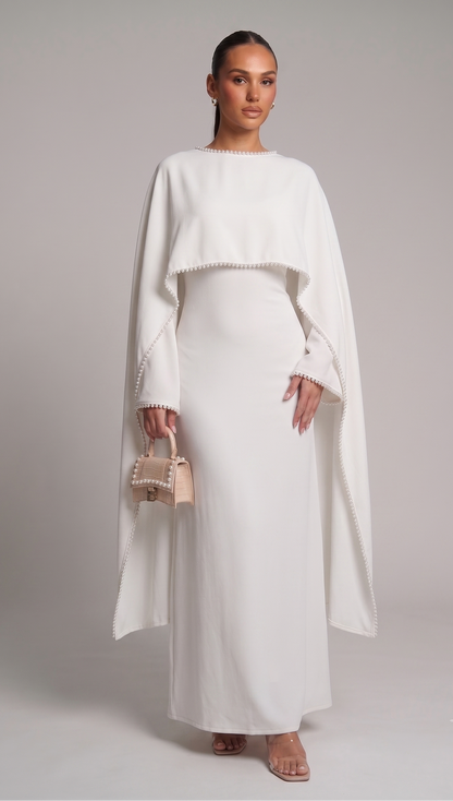 Abaya mit Perlenbesatz