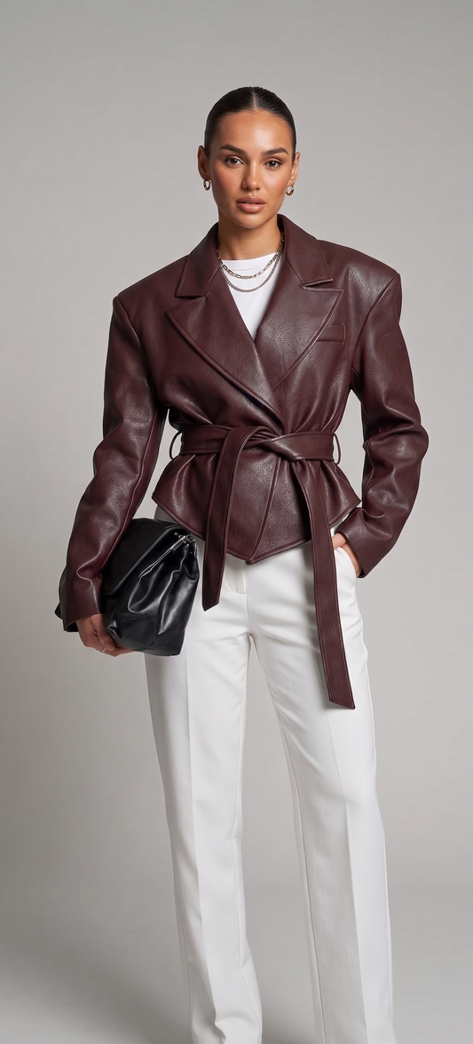 Lederjacke mit Gürtel