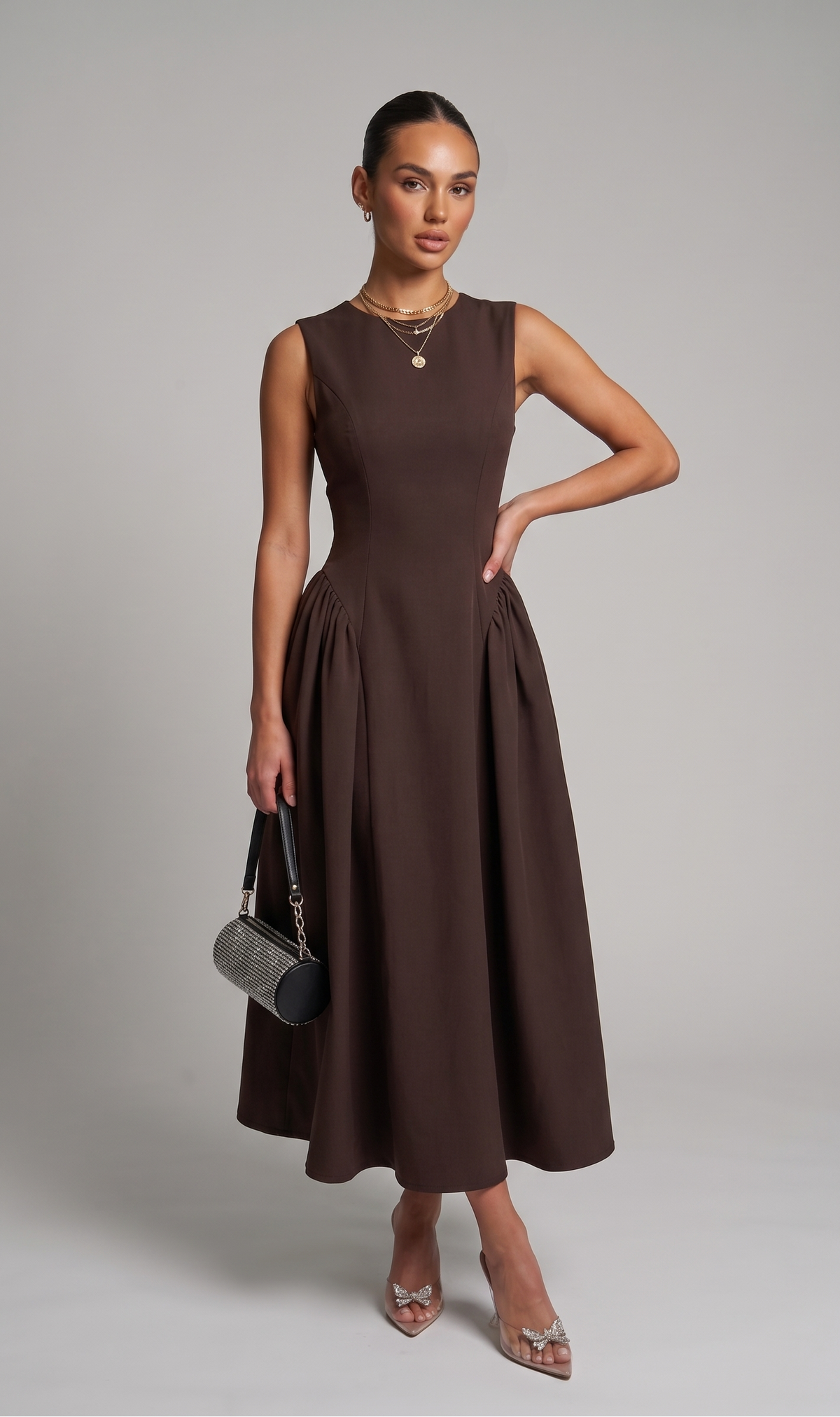 Maxikleid mit kurzen Ärmeln