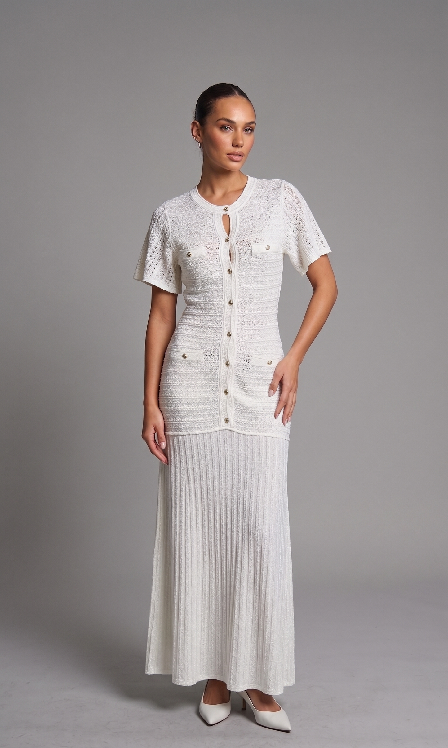 Strick Maxikleid mit Schmucksteinen